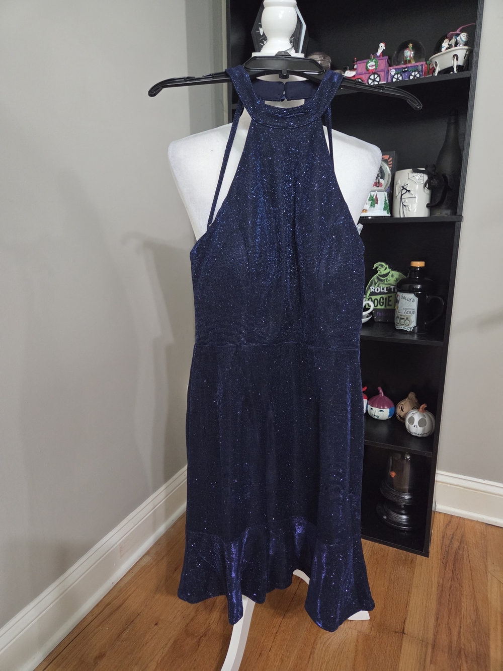 Sparkle Navy Halter Midi Dress